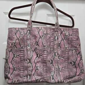 BCBGeneration Pink and Black Snake Print Tote